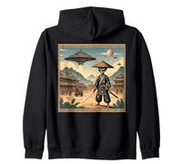 Alien Samurai Warrior Invasion Flying Saucers Zip Hoodie