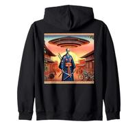 Alien Samurai Warrior Invasion Flying Saucers Zip Hoodie