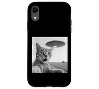 Alien Saucer Cat Selfie Shock Close Up Night Sky Scene Panic Case for iPhone XR