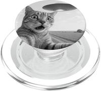 Alien Saucer Cat Selfie Shock Close Up Night Sky Scene Panic PopSockets PopGrip for MagSafe