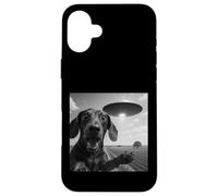 Alien Saucer Dachshund Selfie Shock Close Up Sky Scene Panic Case for iPhone 16 Plus