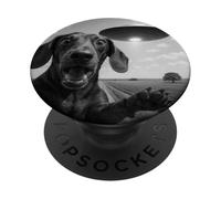 Alien Saucer Dachshund Selfie Shock Close Up Sky Scene Panic PopSockets Adhesive PopGrip