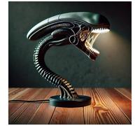Alien Sci-Fi LED Desk Lamp, New 3D Resin Night Light for 2025, Black Space-Themed Sculpture Decoration, Bedroom/Office Decor, Collectible Home Lighting Gift