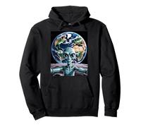 Alien Selfie on Moon Earth Background, Back to Moon 2026 Pullover Hoodie