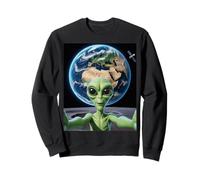 Alien Selfie on Moon with Earth in Background, Back to Moon Sweatshirt
