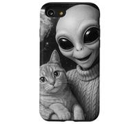 Alien Selfie With Cat, UFO & Earth Photo, Funny Alien Case for iPhone SE (2020) / 7 / 8