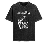 Alien Sex Fiend Men's Summer Casual Wash Tee Tops Size L Black