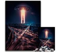 Alien Ship Attack on City 1000Pc Adults Jigsaw Puzzle Jigsaw Puzzles Challenging DIY Brain Teaser Perfect Family Game Or Decorative Gift 1000 PCS(38x26cm)