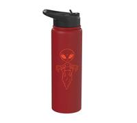 Alien Silhouette Art Red Outline Stainless Steel Insulated Water Bottle