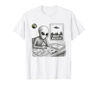 Alien Sketch - I Want to Believe | Retro UFO Art T-Shirt