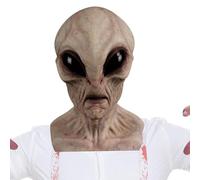 Alien - Skin-Friendly Latex, Halloween Latex Head Cover Full Face Masque | Breathable Realistic Extra-Terrestrial Headgear, Spooky Costume Accessory For Cosplay, Parties, Festivals