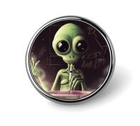 Alien Smoke Badges Decorative, Durable Aluminum Alloy Round Badge, Lightweight Button Brooch for Shirts, Jackets, Hats, Uniforms 1"