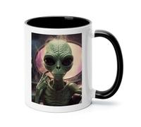 Alien Smoke Ceramic Coffee Mug with Handle 11 Ounces, Porcelain Mug Coffee Cup Tea Mug Water Cup Ideal for Coffee,Tea,Latte,Cappuccino,Microwave & Dishwasher Safe Unique Gift Cup