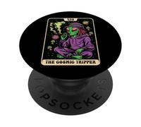 Alien Smoking Weed Tarot Card 420 Cosmic Tripper Cannabis PopSockets Adhesive PopGrip