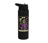 Alien Smoking Weed Tarot Card 420 Cosmic Tripper Cannabis Stainless Steel Insulated Water Bottle
