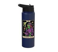 Alien Smoking Weed Tarot Card 420 Cosmic Tripper Cannabis Stainless Steel Insulated Water Bottle