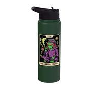 Alien Smoking Weed Tarot Card 420 Cosmic Tripper Cannabis Stainless Steel Insulated Water Bottle