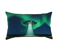 Alien Spaceship Beam Velvet Pillow Cover 20x36-Ultra Soft Plush Cushion Case with Hidden Zip, Decorative Throw Pillow Cover