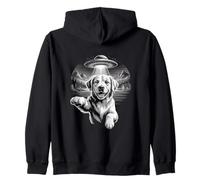 Alien Spaceship Golden Retriever UFO Dog Night Zip Hoodie