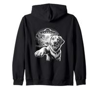 Alien Spaceship Golden Retriever UFO Dog Night Zip Hoodie