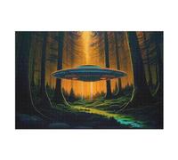 Alien Spaceship Jigsaw Puzzles for Adults 1000 Piece Wooden Puzzle for Kids Challenging Game (75×50cm)