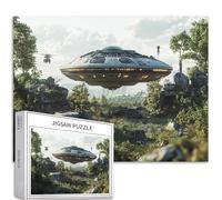 Alien Spaceship Lands 1000 Piece Jigsaw Puzzles for Adults Abandoned Military Base Art Jigsaw Puzzle Challenging Family Activity Games Colorful DIY Craft Puzzle for Home Decor Gifts 27×20 Inches