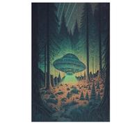 Alien Spaceship Wooden Jigsaw Puzzles, 1000 Piece Puzzle Board Game, Best Gift for Adults And Kids, Family Game, （78×53cm）