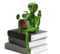 Alien Statue - Funny Resin Figurine Garden Decor, Collectible Outer Space Sculpture For Desk Shelf | Whimsical Car Dashboard Ornament | Novelty Home Office Decoration Statue For Indoor & Outdoor