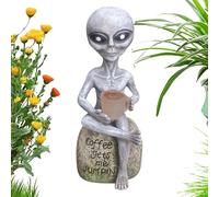 Alien Statue | Resin Whimsical Sculpture | Outdoor Solar Light Collectible Statue for Halloween Lawn Haunted House Sci-Fi Collection Display Balcony Patio Yard