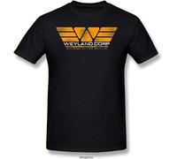 Alien T Shirt Weyland Corp Building Better Worlds T-Shirt 4XL Casual Tee Shirt Short Sleeves Graphic Cute Men Tshirt Black(Medium)