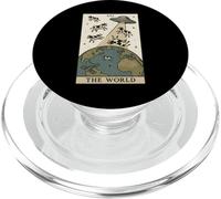 Alien Tarot Card The World UFO Invasion Funny Cow PopSockets PopGrip for MagSafe