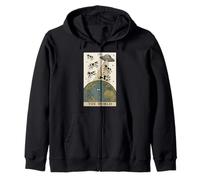Alien Tarot Card The World UFO Invasion Funny Cow Zip Hoodie