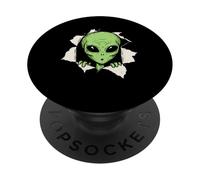 Alien torn the fabric cute alien face looks from fabric kids PopSockets Adhesive PopGrip