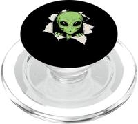 Alien torn the fabric cute alien face looks from fabric kids PopSockets PopGrip for MagSafe