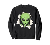 Alien torn the fabric cute alien face looks from fabric kids Sweatshirt
