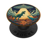 Alien UFO Abduction Dinosaur Funny T-Rex PopSockets Adhesive PopGrip