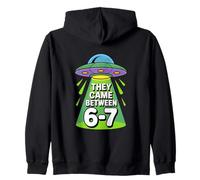 Alien UFO Abduction They Came Between 6 7 Retro Sci Fi Zip Hoodie