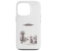 Alien UFO Cat Abduction Desert Landscape Scene Case for iPhone 13 Pro