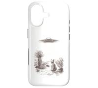 Alien UFO Cat Abduction Desert Landscape Scene Case for iPhone 17