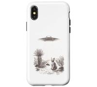 Alien UFO Cat Abduction Desert Landscape Scene Case for iPhone X/XS
