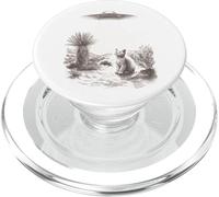 Alien UFO Cat Abduction Desert Landscape Scene PopSockets PopGrip for MagSafe
