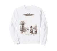Alien UFO Cat Abduction Desert Landscape Scene Sweatshirt