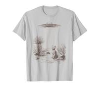 Alien UFO Cat Abduction Desert Landscape Scene T-Shirt