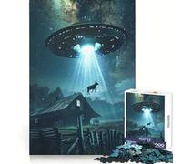 Alien UFO Cow Abduction 1000 Piece Jigsaws for Adults Puzzle DownTime Game Decompress Fun Challenge Fine Art (50x75cm)