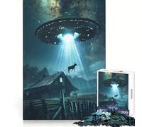 Alien UFO Cow Abduction for Adults 1000 Piece Puzzle Tension Relief Good Thick Enjoyable Challenge Xmas Santa Gift (38x26cm)