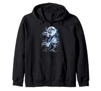 Alien UFO Greys Full Moon Storm Space Monochrome Design Zip Hoodie