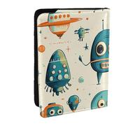 Alien UFO Printed Passport Holder,Travel Pu Leather Passport Cover Case Organiser for Men Women,6.5 Inch