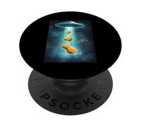 Alien UFO Stealing Chicken Nuggets Funny Sci Fi Foodie PopSockets Adhesive PopGrip