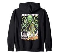 Alien Valentine Funny Science Fiction Vintage Comic Book Zip Hoodie