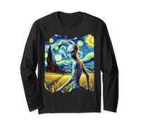 Alien Van Gogh Art Painting Star Sky Night Aliens Long Sleeve T-Shirt